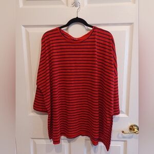 Mersea Catalina Drop Sleeve Tee Red/Navy OSFM NWT